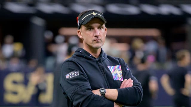New Orleans Saints head coach Dennis Allen walks the sideline before a game against the Jacksonville Jaguars